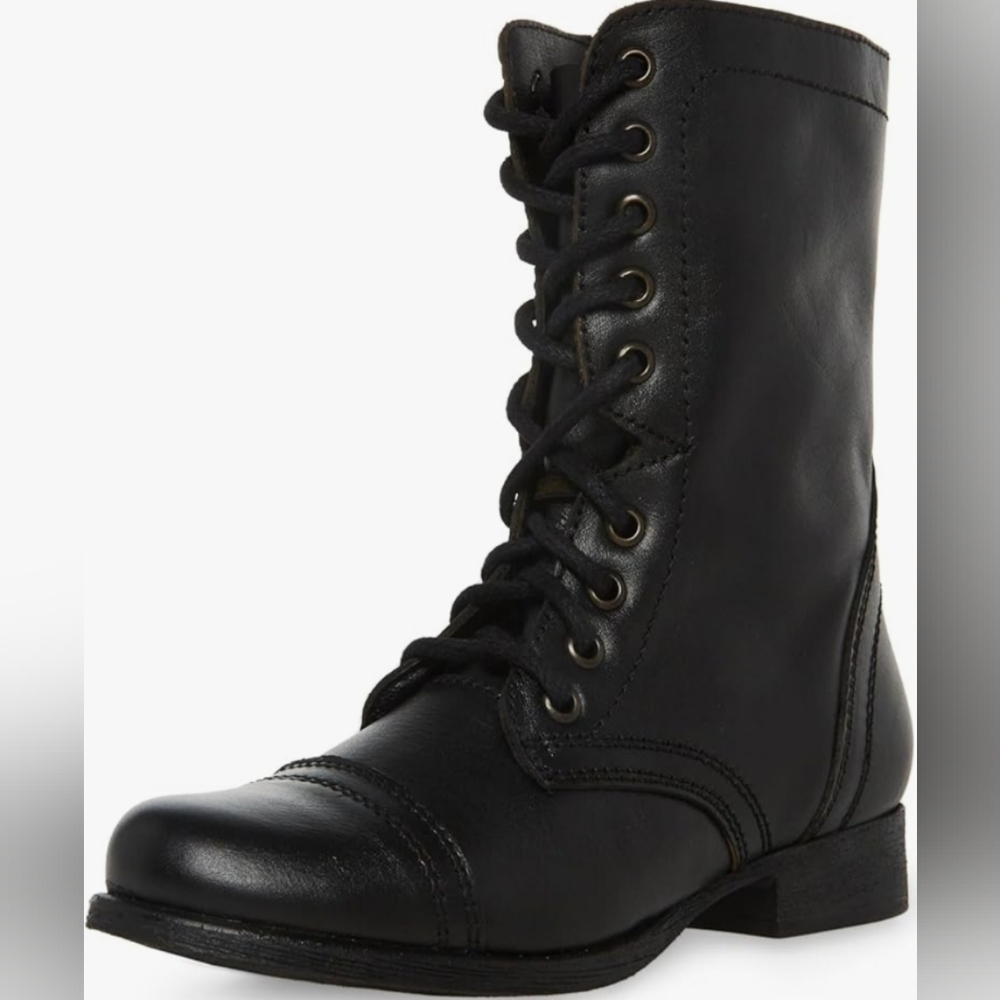 Steve Madden Women's Troopa Lace up Black Combat Boots
